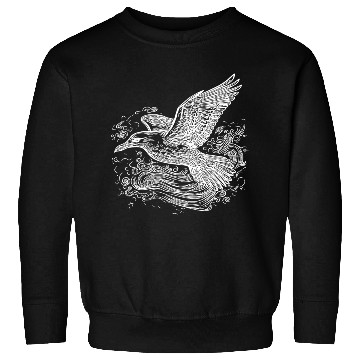 Discover Elegant Flying Seagull Over The Water Sweatshirts