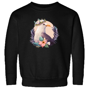 Discover Cute Seagull Bird Flower Crown Floral Birds Sweatshirts