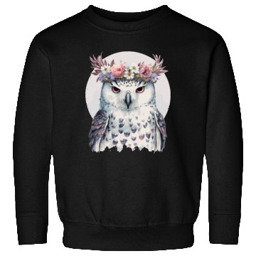 Discover White Snow Owl Bird Flower Crown Floral Birds Sweatshirts