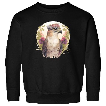 Discover Watercolor Falcon Birds Of Prey Flower Crown Flora Sweatshirts