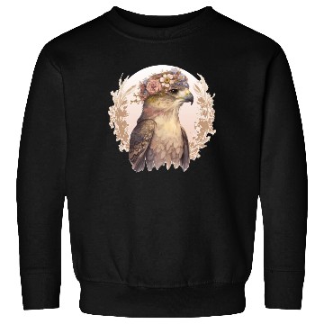 Discover Watercolor Hawk Bird Of Prey Flower Crown Floral B Sweatshirts