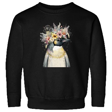 Discover Cute Emperor Penguin Seabird Flower Crown Floral B Sweatshirts