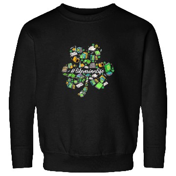 Discover Cute Shamrock Librarian Reading Books Lover St Sweatshirts