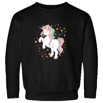 Discover Cute Rearing Rainbow Unicorn Falling Stars Sweatshirts