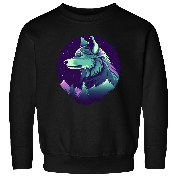 Discover Starry Night Wolf With Northern Light Colors Sweatshirts