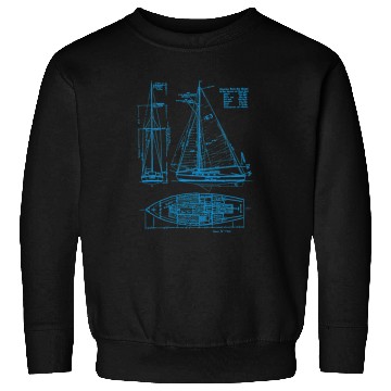Discover Sailboat Blueprint Old Ocean Sailing for Sailors Sweatshirts