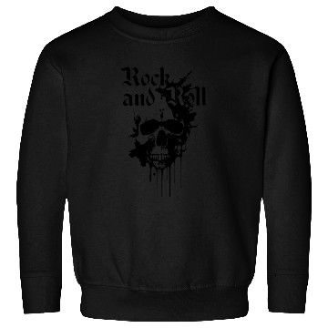 Discover rock and roll skull with black and white ink Sweatshirts