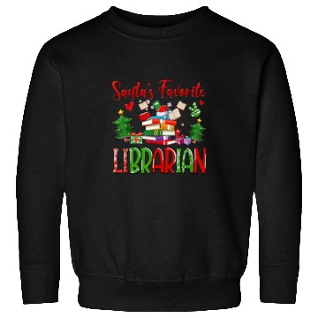 Discover Santas Favorite Librarian Cute Book Lover Christma Sweatshirts