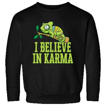 Discover Happy Green Chameleon Karma Believer Sweatshirts