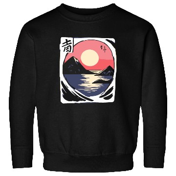 Discover zen cartoons japan nature mountains ocean Sweatshirts