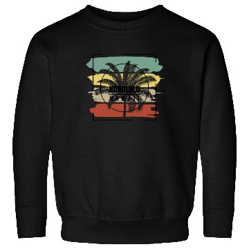 Discover Honolulu Hawaii Palm Tree Retro Artistic Sweatshirts