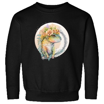 Discover Cute Lizard Chameleon Flower Crown Pet Reptile Lov Sweatshirts