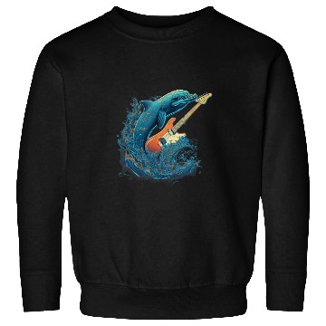 Discover Dolphin Playing Electric Guitar Rock Sweatshirts