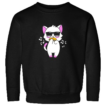 Discover Cool Cat Playing Harmonica Cat Lovers Sweatshirts