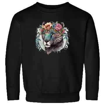 Discover Cute Jaguar Flower Crown Africa Safari Animal Love Sweatshirts