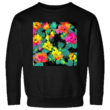 Discover ABSTRACT PAINTING basecolor WATERBASE FLOWER BLACK Sweatshirts