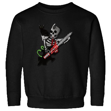Discover Human Skeleton guitarist with his cat Sweatshirts