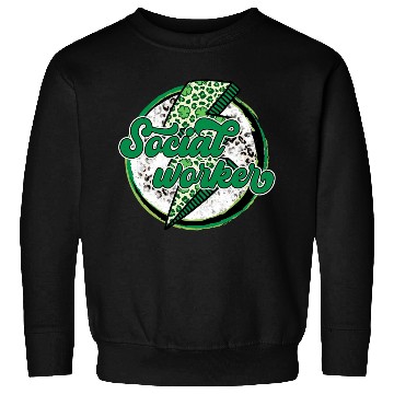 Discover Leopard Lightning Shamrock Social Worker Day Sweatshirts