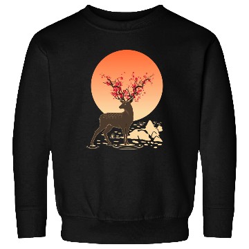 Discover Sakura Deer Spirit Sika Deer Spirit Oriental Sweatshirts