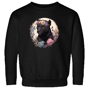 Discover Cute Black Leopard Watercolor Flower Crown Boho Ae Sweatshirts