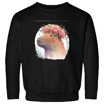Discover Watercolor Capybara Rodent Flower Crown Animal Lov Sweatshirts