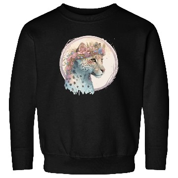 Discover Cute Cheetah Flower Crown Floral Watercolor Animal Sweatshirts