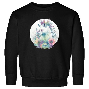 Discover Cute Arctic Fox Flower Crown Animal Lovers Sweatshirts