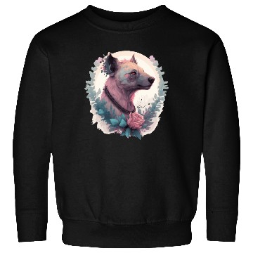 Discover Watercolor Hyena Flower Crown Africa Safari Animal Sweatshirts