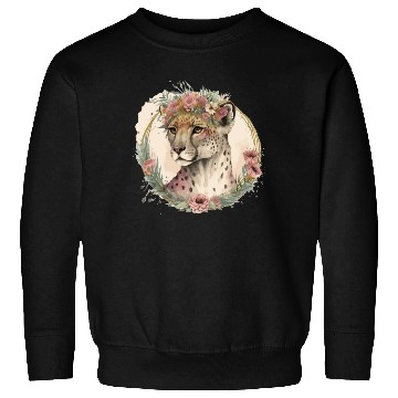 Discover Cute Watercolor Cheetah Flower Crown Safari Animal Sweatshirts