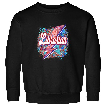 Discover Leopard Lightning Bolt Librarian Teacher Book Sweatshirts