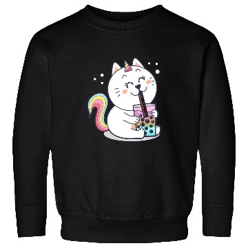 Discover Bubble Tea Cute Kawaii Unicorn Cat Japanese Sweatshirts