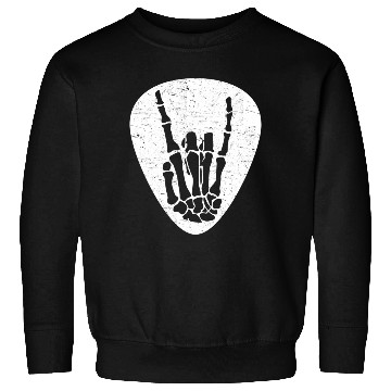 Discover Cool Rock And Roll Skeleton Hand On A Guitar Pick Sweatshirts