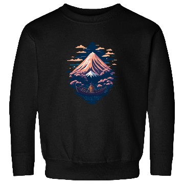 Discover Serene Mount Fuji Sunset Peaceful River Scenery Sweatshirts