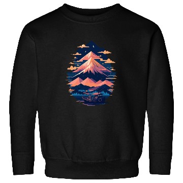 Discover Serene Mount Fuji Sunset Peaceful River Scenery Sweatshirts