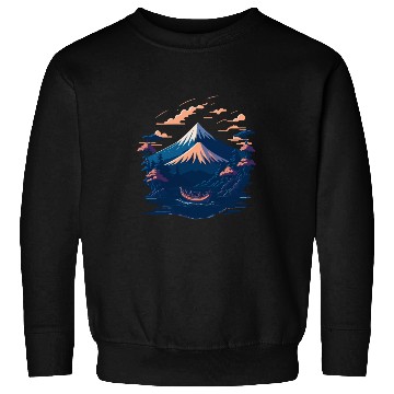 Discover Serene Mount Fuji Sunset Peaceful River Scenery Sweatshirts