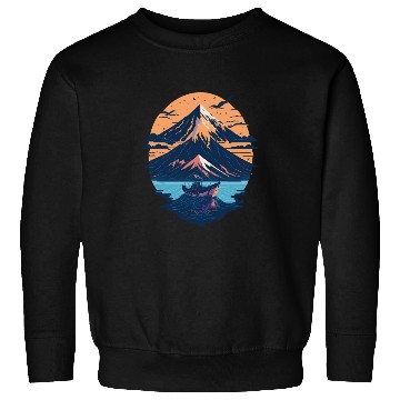 Discover Serene Mount Fuji Sunset Peaceful River Scenery Sweatshirts