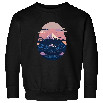 Discover Serene Mount Fuji Sunset Peaceful River Scenery Sweatshirts