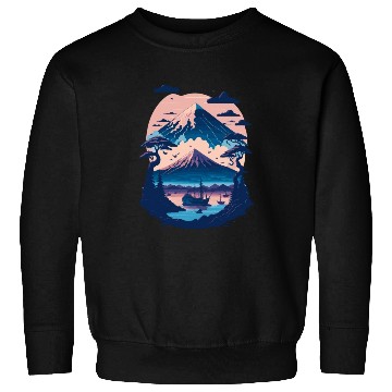 Discover Serene Mount Fuji Sunset Peaceful River Scenery Sweatshirts