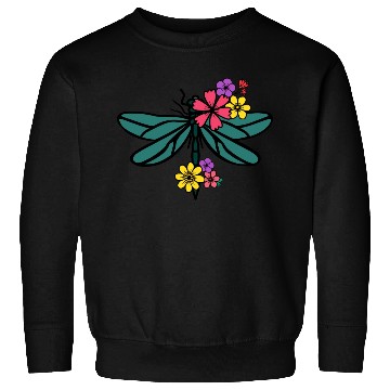 Discover dragonfly with colorful flowers Sweatshirts