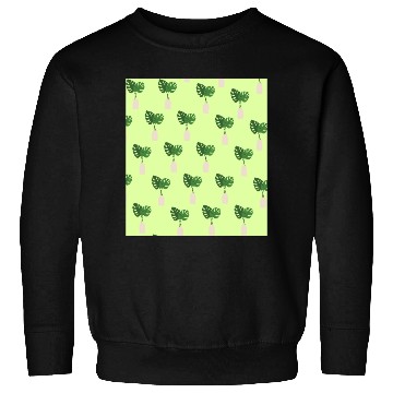 Discover Green Tropical Palm Leaves In A Grey Vessel Sweatshirts