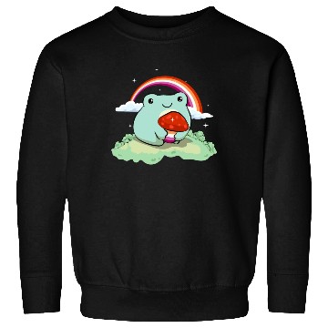 Discover Lesbian Pride Flag Cute Frog Mushroom Subtle LGBTQ Sweatshirts