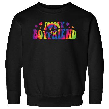 Discover I Love My Boyfriend Groovy Red Heart My Boyfriend Sweatshirts
