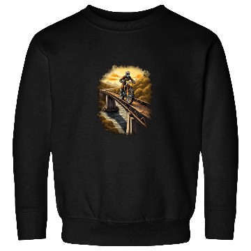 Discover Dirt Bike Rider on Bridge Motorbike Biker Sweatshirts
