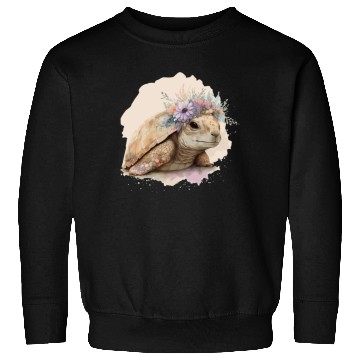 Discover Cute Watercolor Tortoise Turtle Flower Crown Anima Sweatshirts
