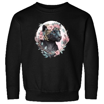 Discover Floral Black Leopard Watercolor Flower Crown Graph Sweatshirts