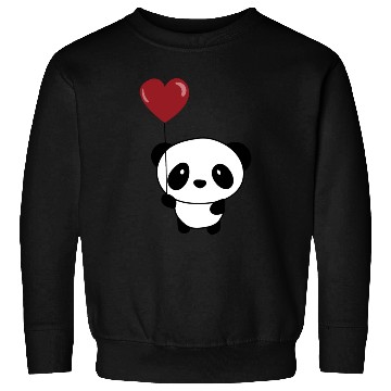 Discover Cute Chibi Panda Valentine Balloon Heart Sweatshirts
