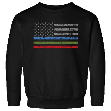 Discover Thin Blue Green Red Line American Flag Support Sweatshirts