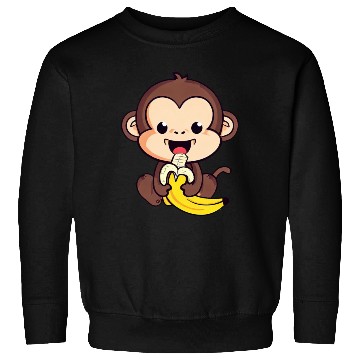 Discover cute monkey eats a banana Sweatshirts