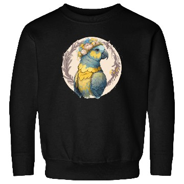 Discover Yellow Blue Ara Macaw Flower Crown Parrot Parakeet Sweatshirts