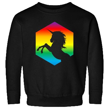 Discover Rainbow Unicorn d20 Silhouette | TTRPG Pride Sweatshirts